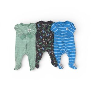 Cozy Kids Footies Set - Stripes and Dinosaurs